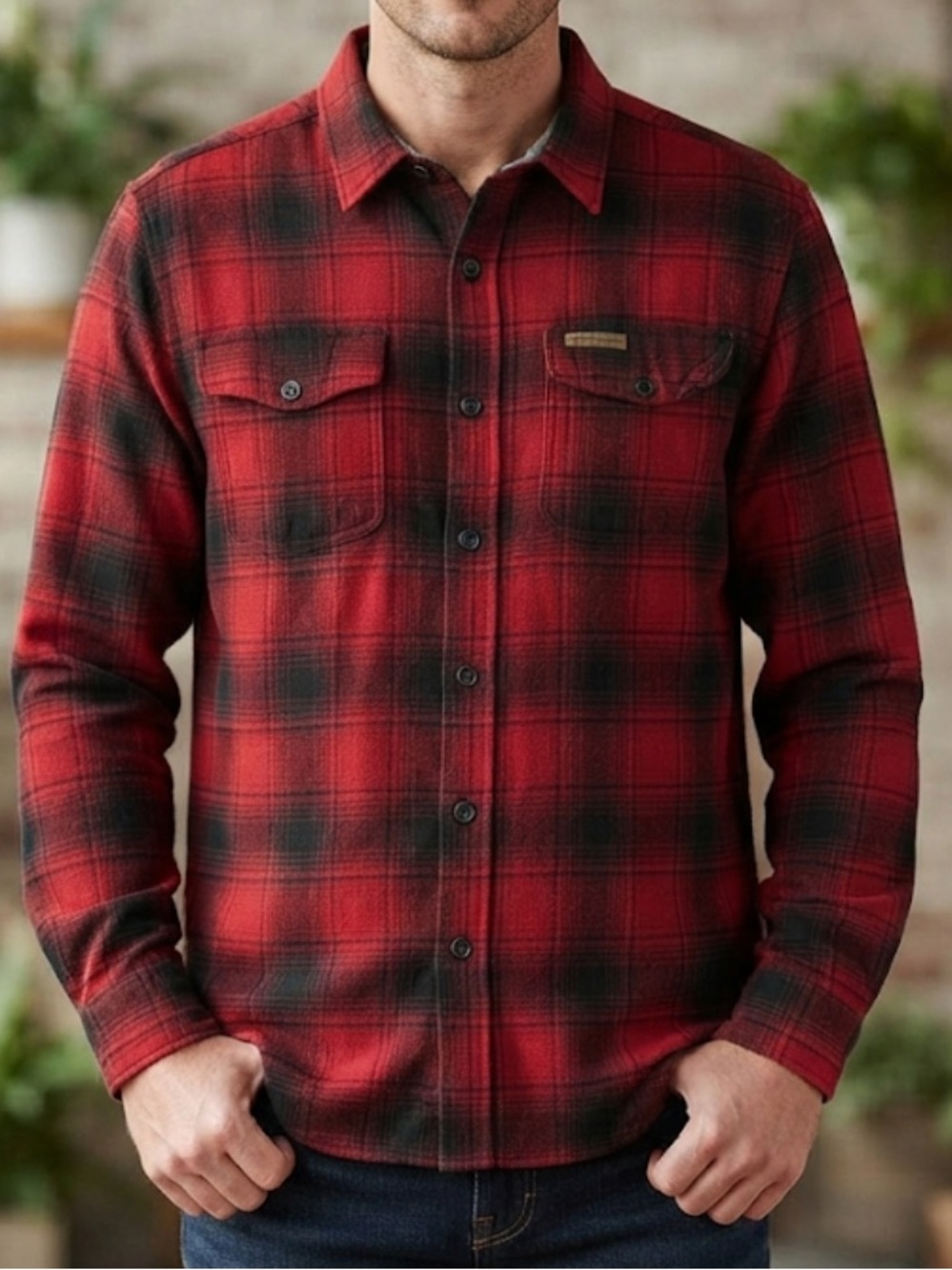 Field & Stream Red Black Buffalo Plaid Check Flannel Shirt, Size XL